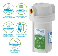 Purificador de Água Filtro Planeta Água Fit 200 Rosca 1/2" Ponto de uso, Torneira, Pia, Bebedouro - Carvão Ativado