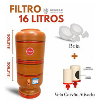 Filtro De Barro 16 Litros Salute C/2 Velas Carvão + 2 Bóias Marrom