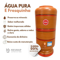 Filtro De Barro 16 Litros Salute C/2 Velas Carvão + 2 Bóias Marrom